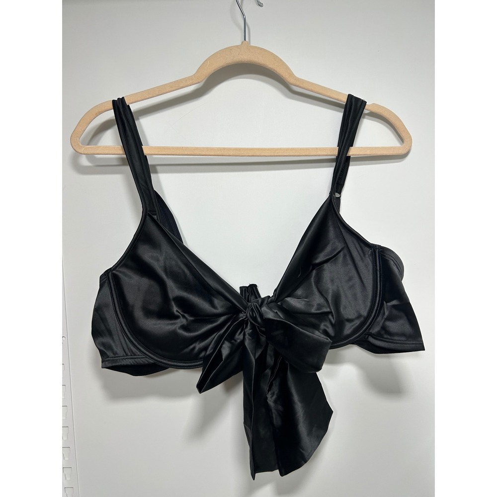 Savage X Fenty Jet Black Satin Bow Underwire Bra 3X SCA-BR-12208-QRC